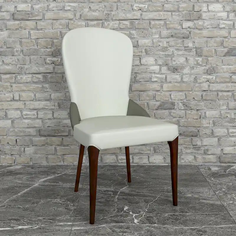 Chaise de salle à manger en bois massif et cuir bicolore
