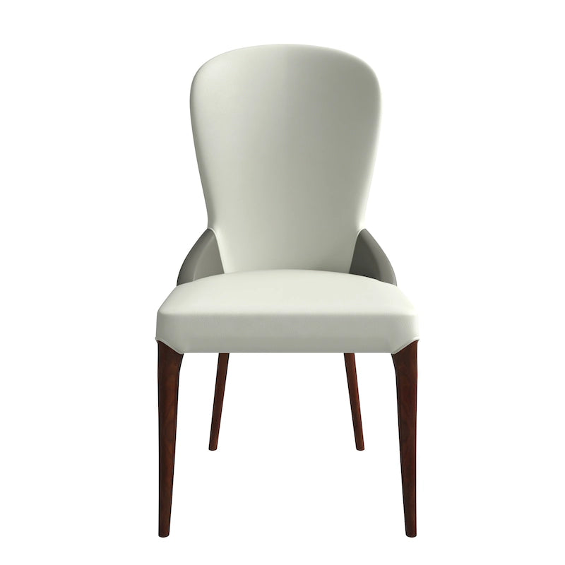 Chaise de salle à manger en bois massif et cuir bicolore