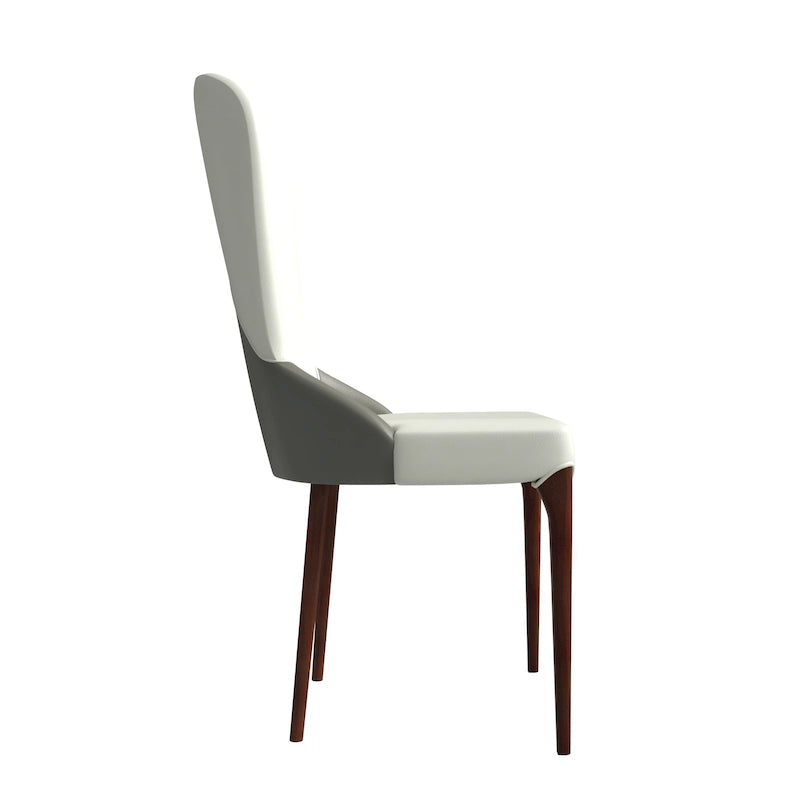 Chaise de salle à manger en bois massif et cuir bicolore