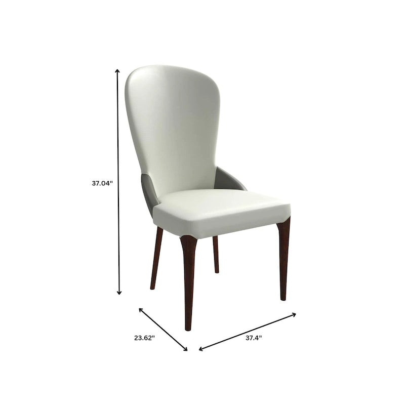 Chaise de salle à manger en bois massif et cuir bicolore