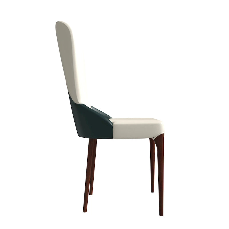 Chaise de salle à manger en bois massif et cuir bicolore