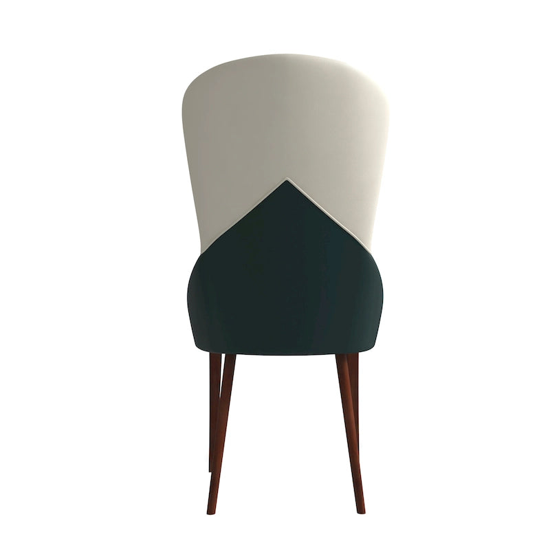 Chaise de salle à manger en bois massif et cuir bicolore