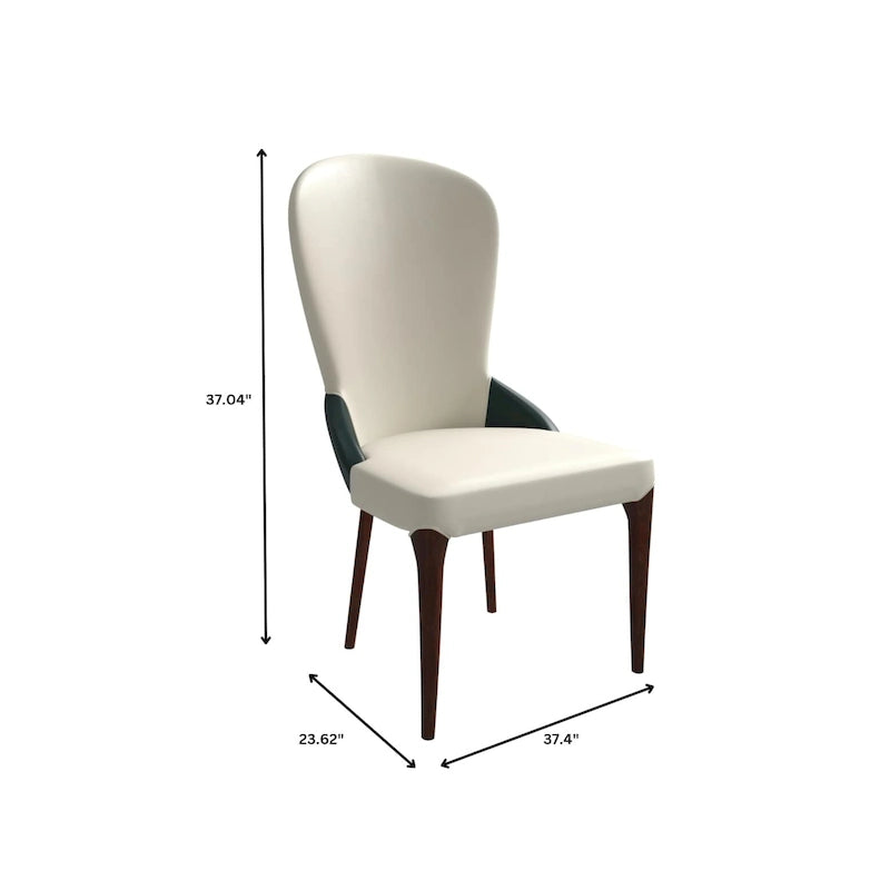 Chaise de salle à manger en bois massif et cuir bicolore