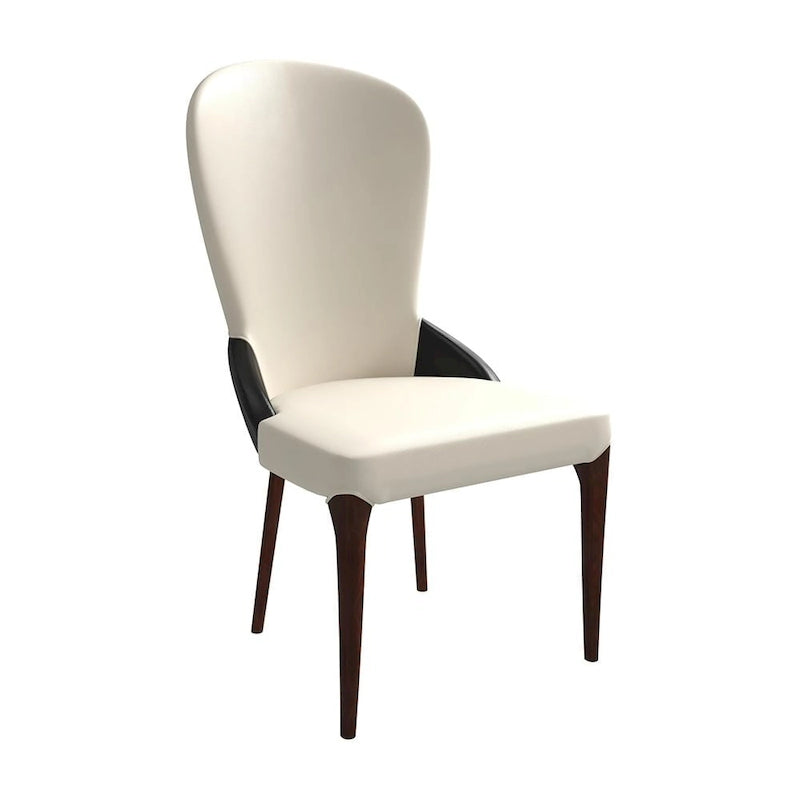 Chaise de salle à manger en bois massif et cuir bicolore