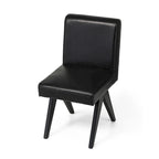 Chaise de salle à manger latérale rembourrée en similicuir avec pieds en bois en forme de V