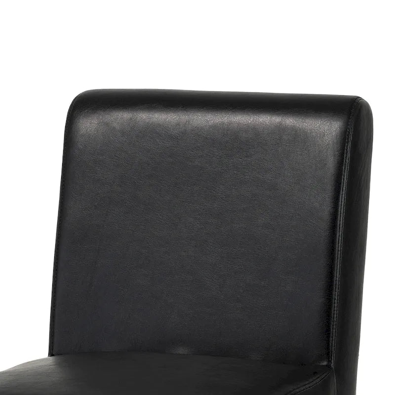 Chaise de salle à manger latérale rembourrée en similicuir avec pieds en bois en forme de V