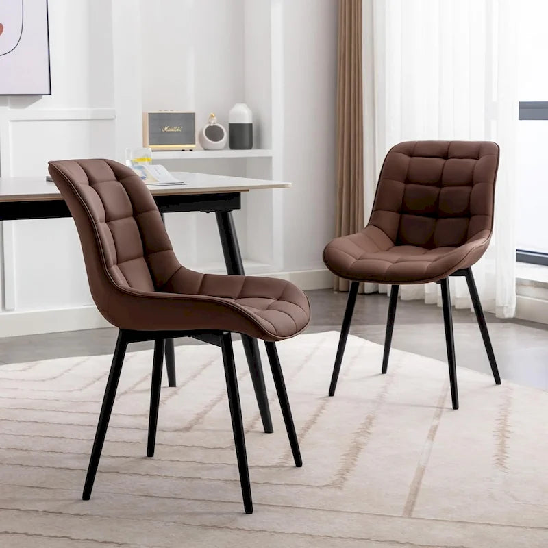 Chaise de salle à manger moderne rembourrée en similicuir