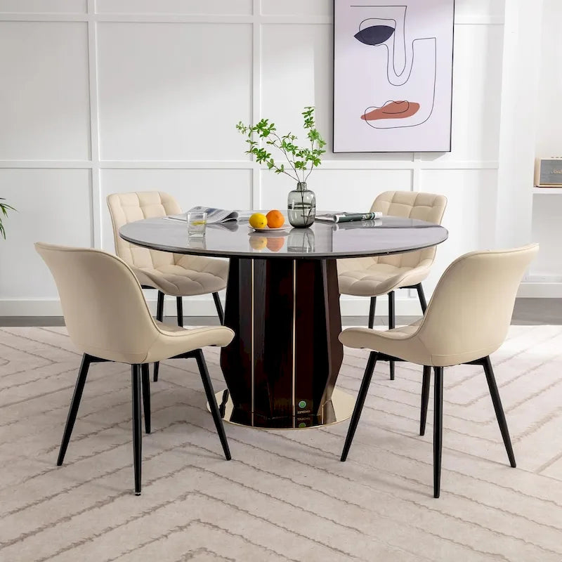 Chaise de salle à manger moderne rembourrée en similicuir