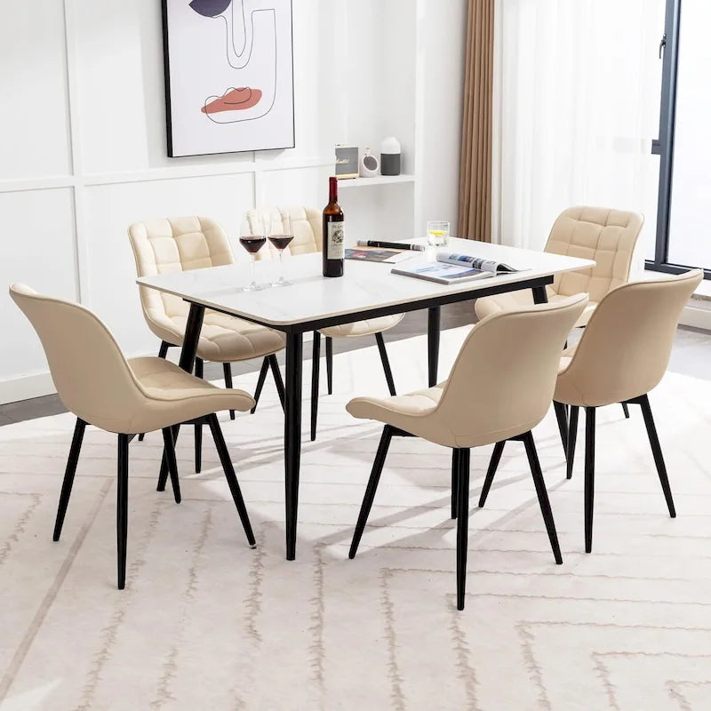 Chaise de salle à manger moderne rembourrée en similicuir