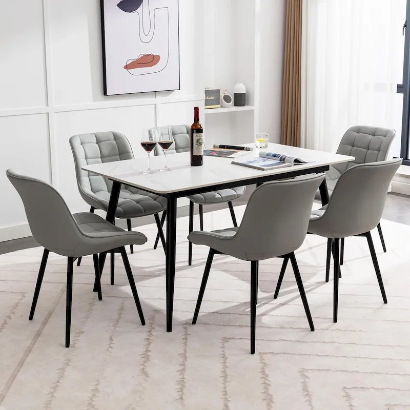 Chaise de salle à manger moderne rembourrée en similicuir