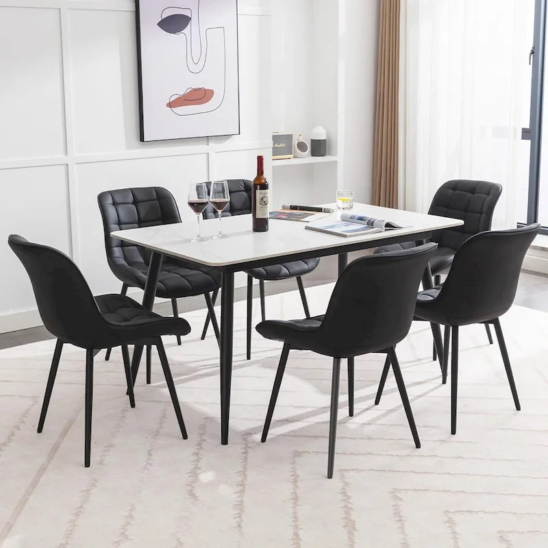 Chaise de salle à manger moderne rembourrée en similicuir