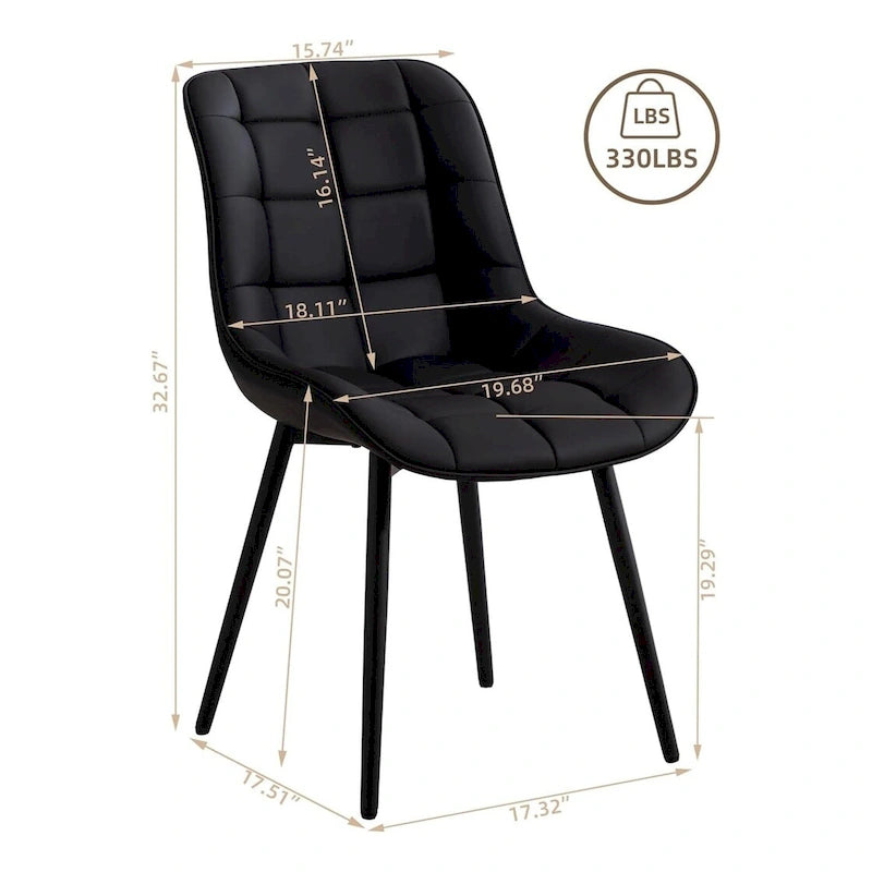Chaise de salle à manger moderne rembourrée en similicuir