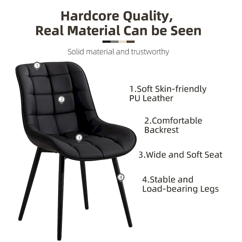 Chaise de salle à manger moderne rembourrée en similicuir