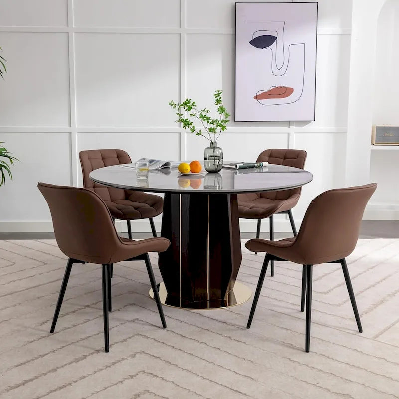 Chaise de salle à manger moderne rembourrée en similicuir