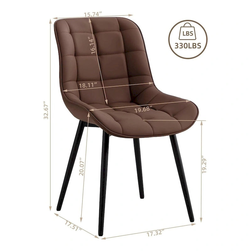 Chaise de salle à manger moderne rembourrée en similicuir