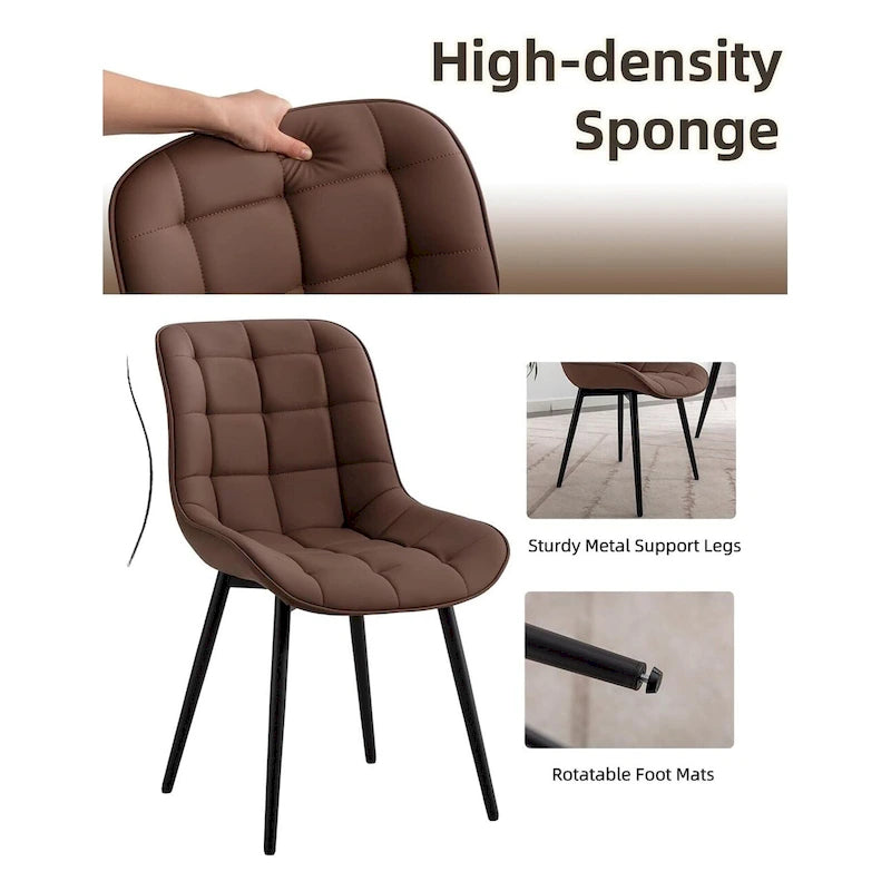 Chaise de salle à manger moderne rembourrée en similicuir