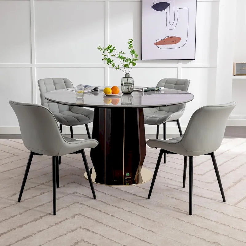 Chaise de salle à manger moderne rembourrée en similicuir
