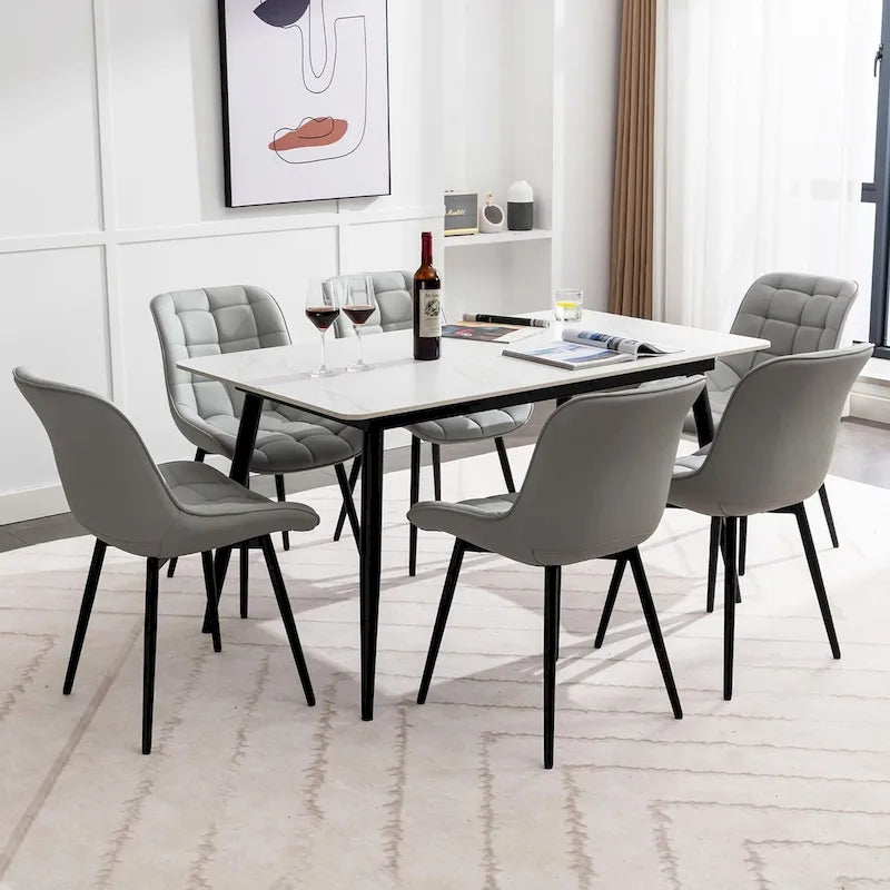 Chaise de salle à manger moderne rembourrée en similicuir