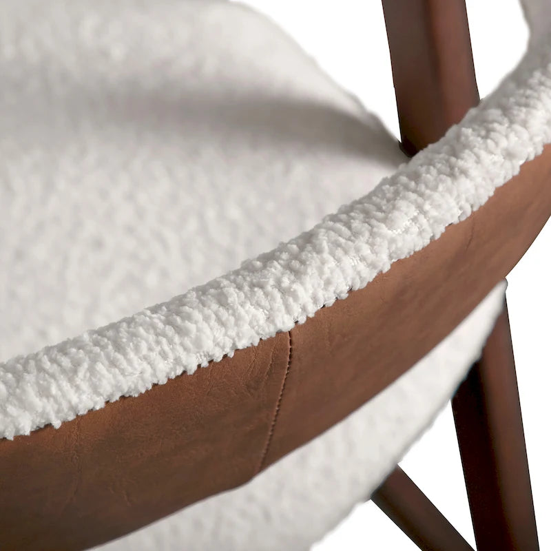 Chaise de salle à manger en bouclette de bois du milieu du siècle