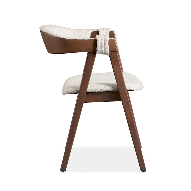 Chaise de salle à manger en bouclette de bois du milieu du siècle