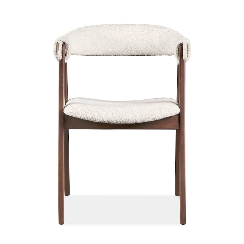 Chaise de salle à manger en bouclette de bois du milieu du siècle