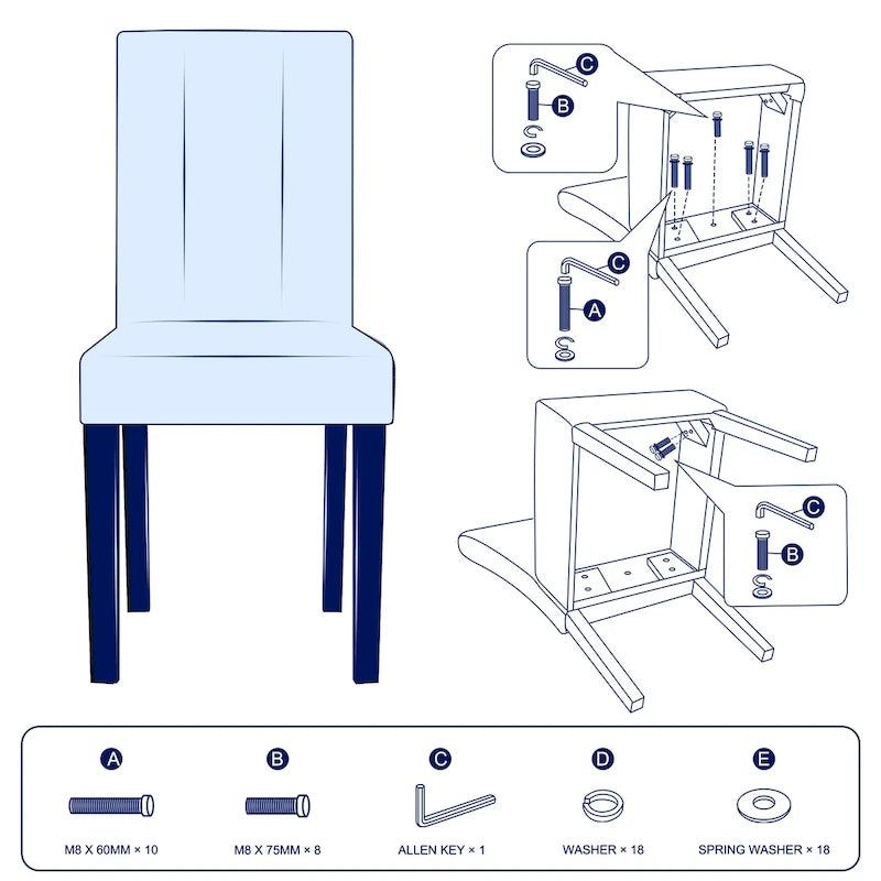 Chaise de salle à manger Parsons rembourrée en similicuir