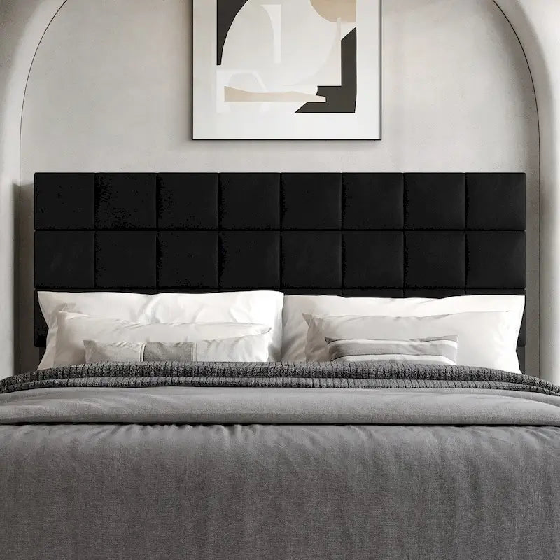 Tête de lit capitonnée en velours avec motif carré
