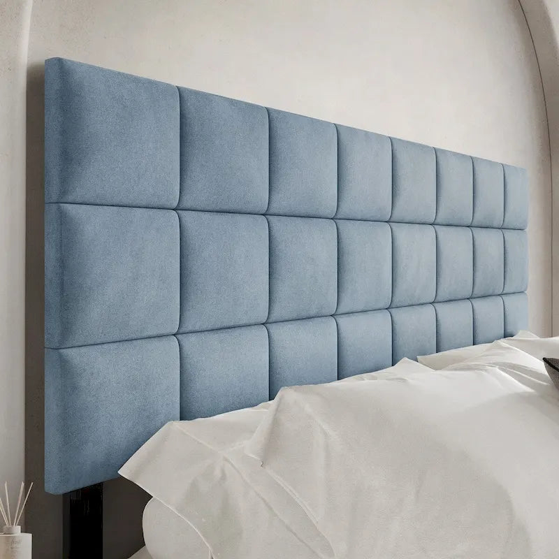 Tête de lit capitonnée en velours avec motif carré
