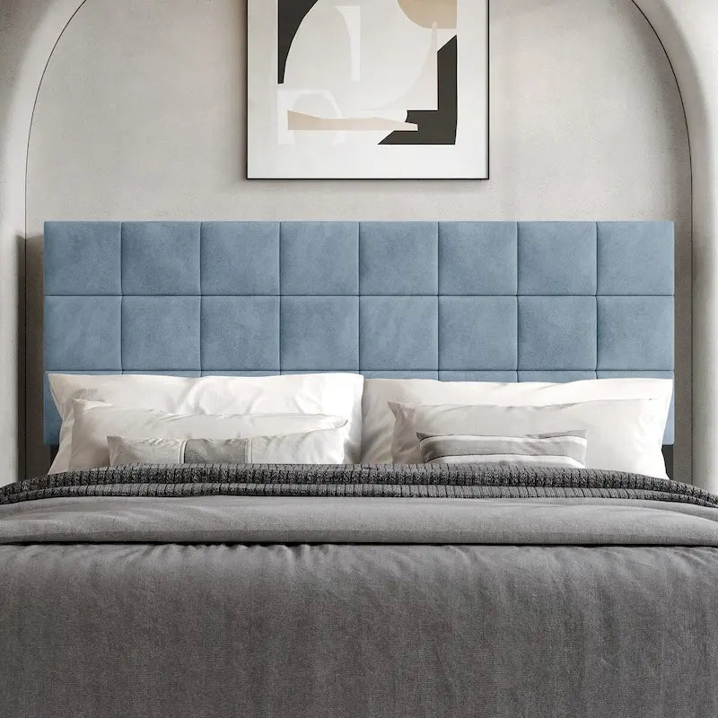 Tête de lit capitonnée en velours avec motif carré