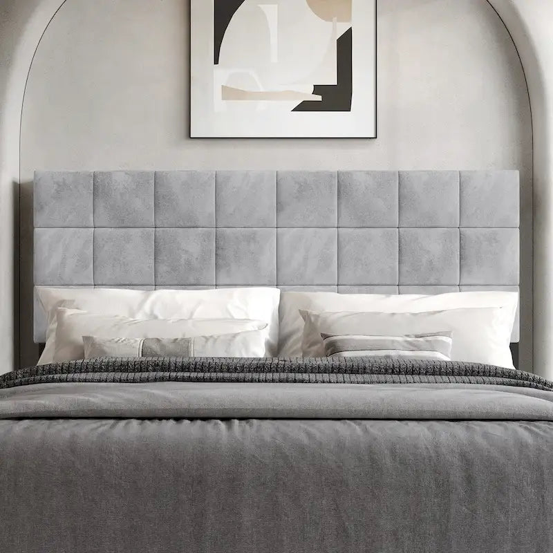 Tête de lit capitonnée en velours avec motif carré